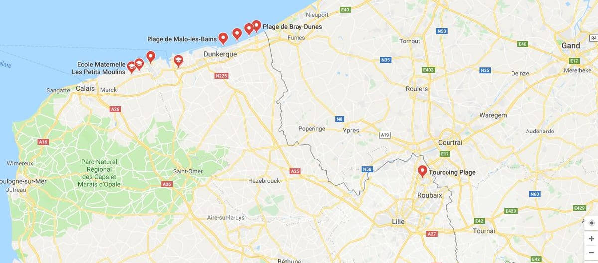 mappa di Lille spiaggia