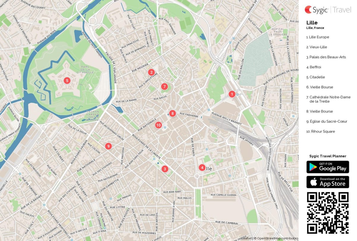 mappa della città di Lille, francia