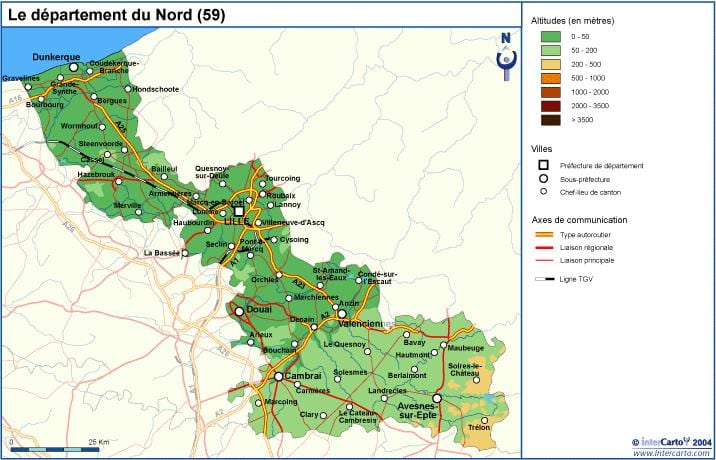 mappa topografica di Lille