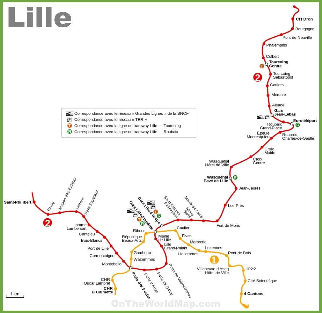 Lille la mappa della metropolitana